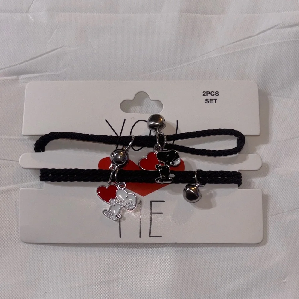 2 Snoopy with Hearts Charm Bracelets
